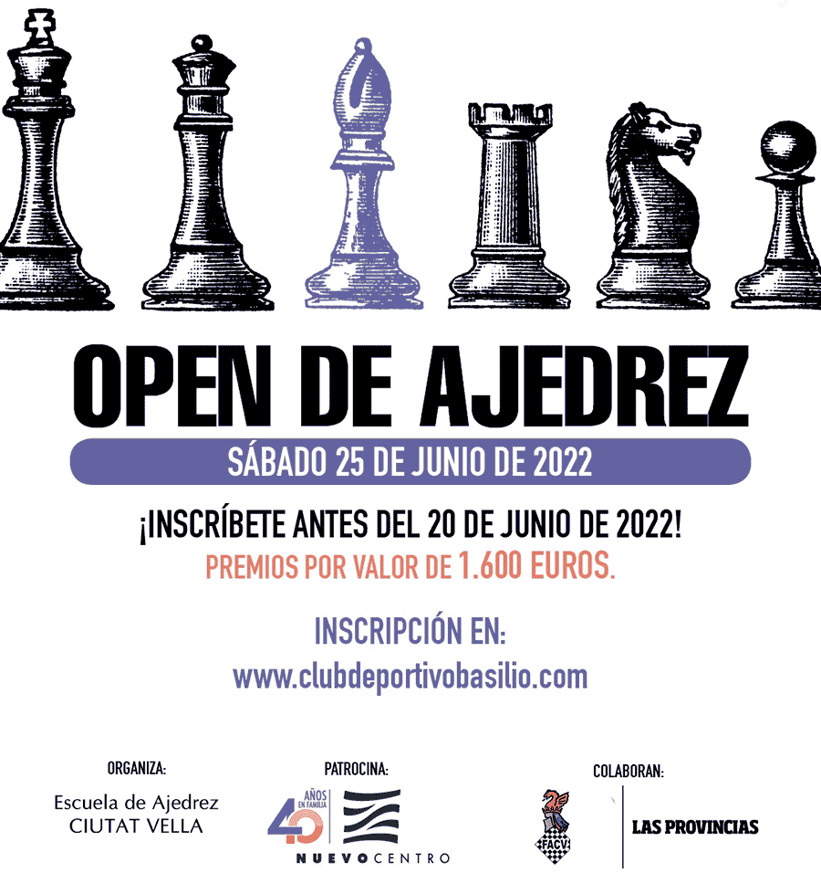cartel de torneo de ajedrez con figuras