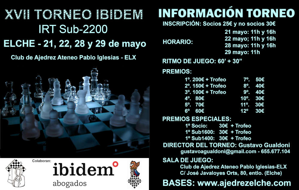 cartel torneo de ajedrez en Elx, España