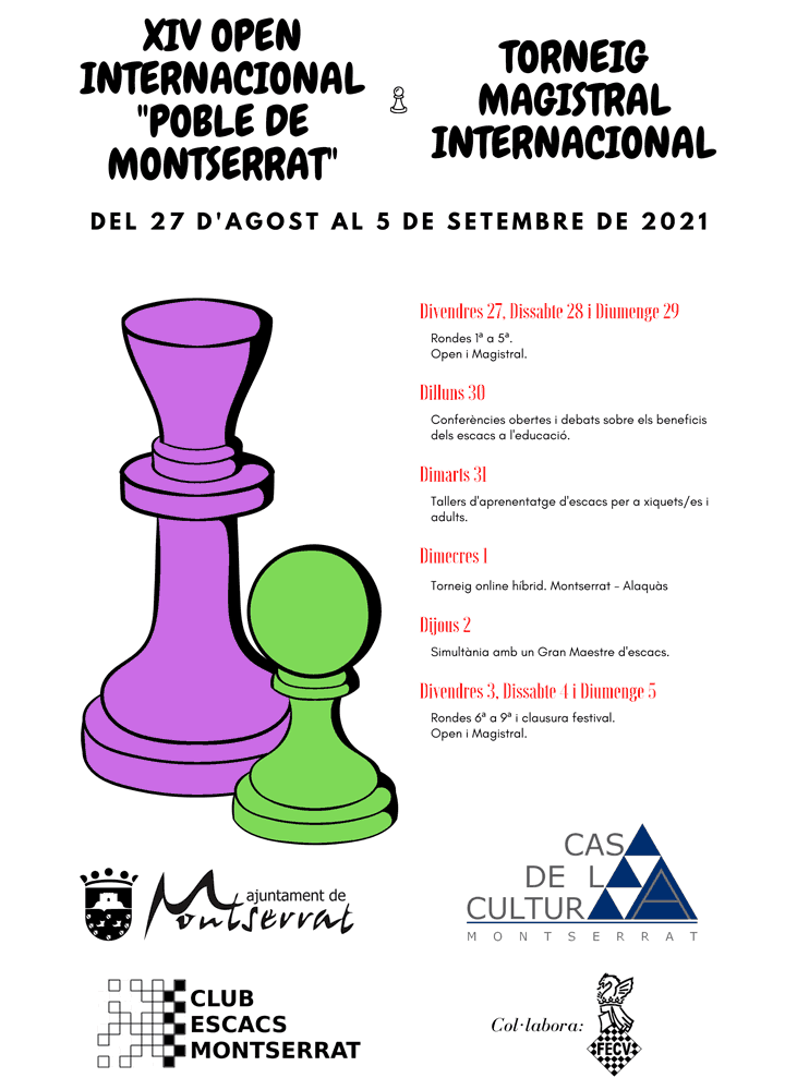 cartel con dos figuras del juego del ajedrez