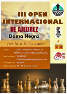 realce analizar Parpadeo III Open Int. Dama Negra Torneo de Ajedrez - FACV