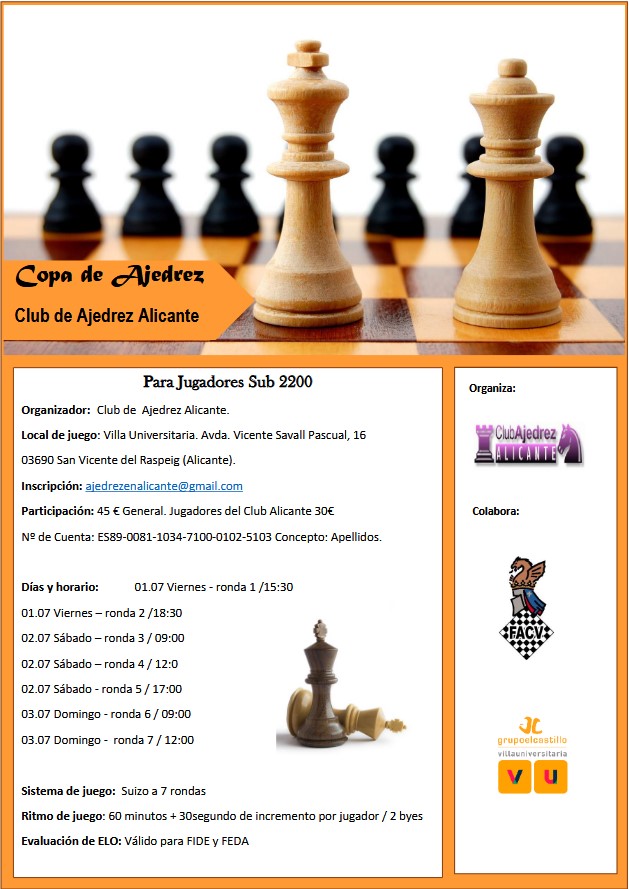 cartel del torneo de ajedrez con figuras