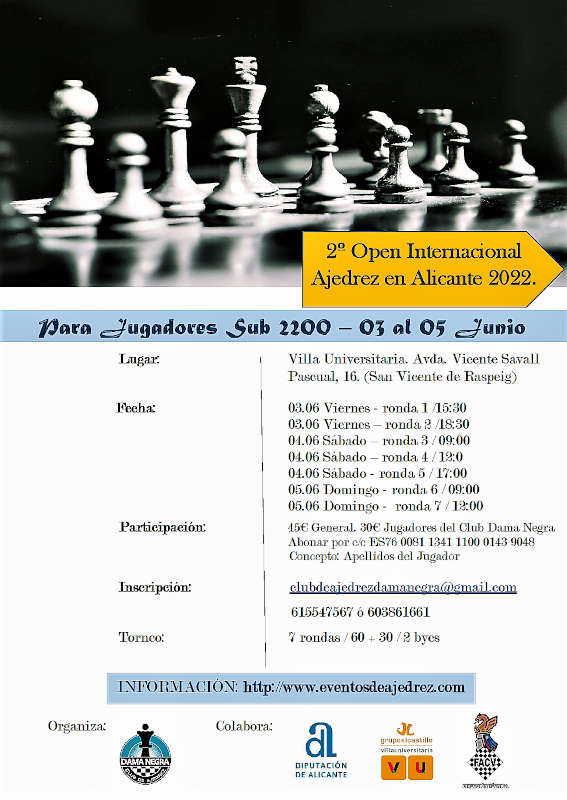 cartel torneo ajedrez con figuras del juego